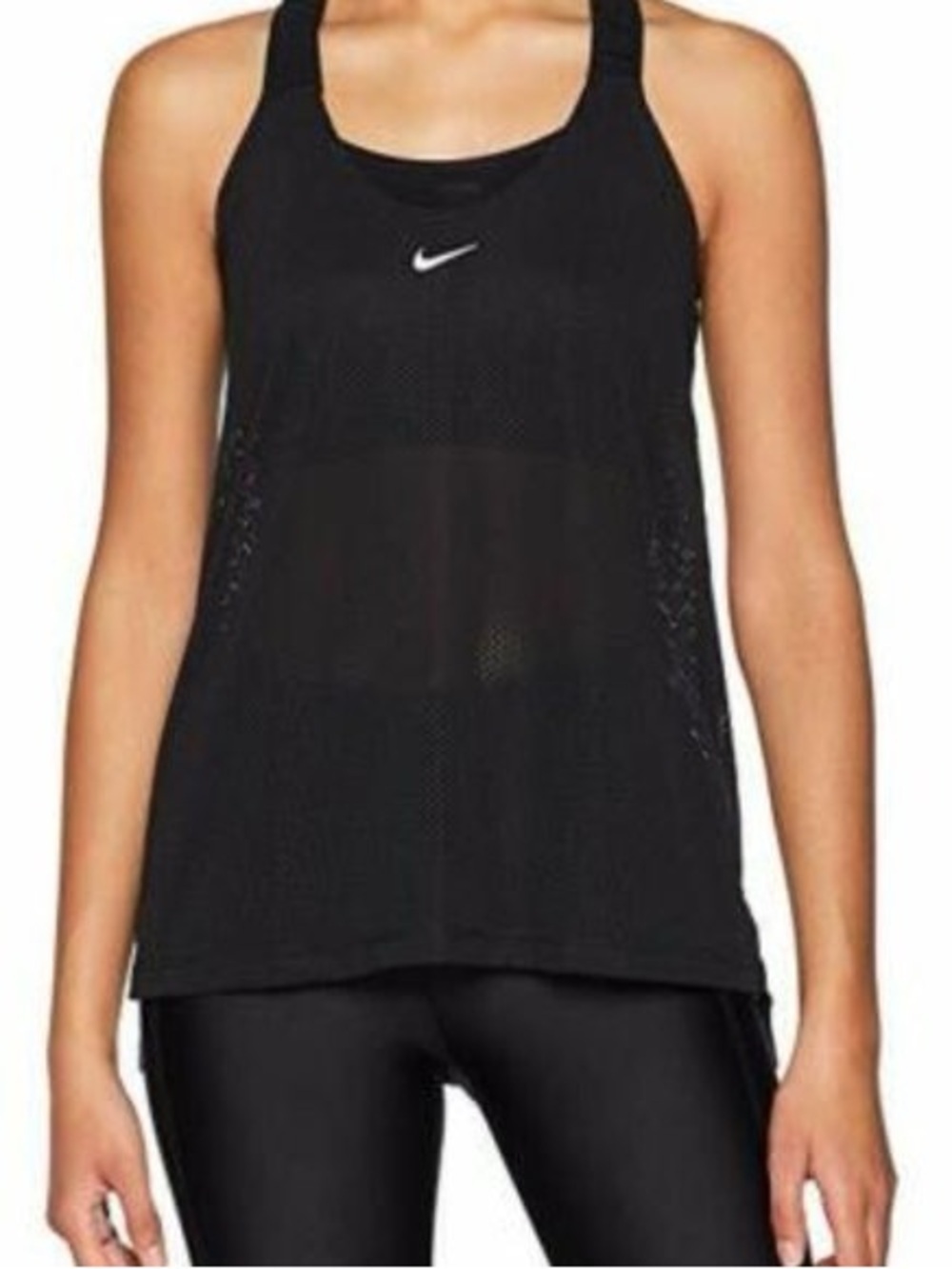 Nike Black Mesh Racerback Tank Top (Small)